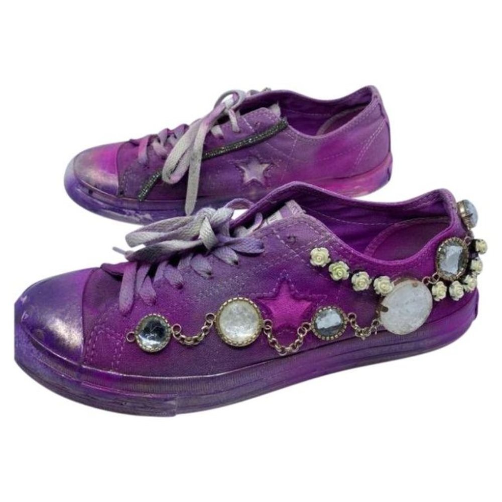 Converse Sneakers Purple Blue Graffiti Women's 9.5 - Picture 1 of 13